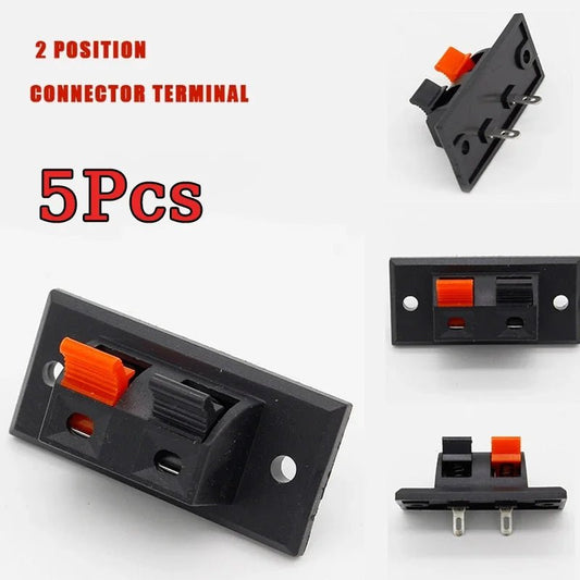 5pcs 2 Positions Connector Terminal Push in Jack Spring Load Audio Speaker Terminals - Avero