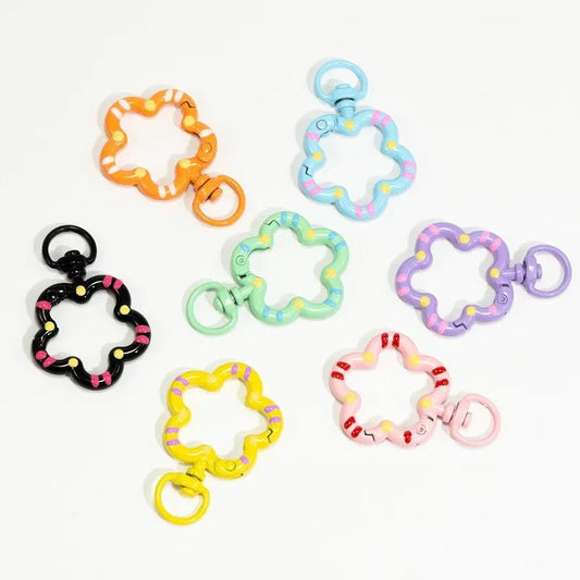 5pcs Flower Metal Lobster Claw Clasps Swivel Lanyards Trigger Snap Hooks Strap Connector for Bag Key Chains Rings Jewelry Making - Avero