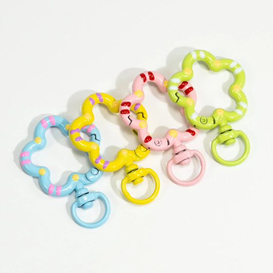 5pcs Flower Metal Lobster Claw Clasps Swivel Lanyards Trigger Snap Hooks Strap Connector for Bag Key Chains Rings Jewelry Making - Avero