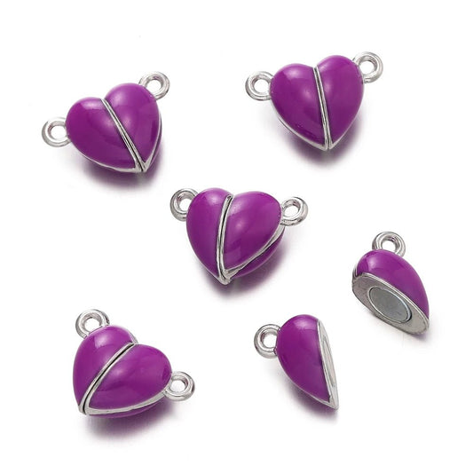 5Sets Glow Colorful Love Heart Magnetic Connected Clasps Charm for DIY Couple Bracelets Necklaces Jewelry Making Accessories - Avero