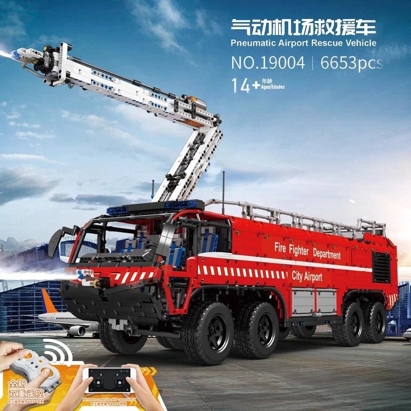 6653Pcs 19004 Technical APP RC MOC - 4446 Airport Crash Tender Motor Function Car Building Blocks Bricks Kids DIY Toys Gifts - Avero