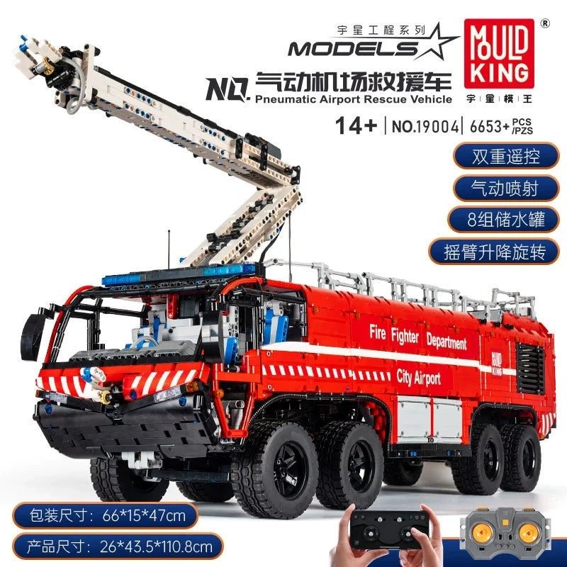 6653Pcs 19004 Technical APP RC MOC - 4446 Airport Crash Tender Motor Function Car Building Blocks Bricks Kids DIY Toys Gifts - Avero