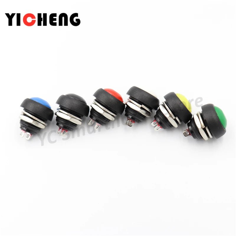 6Pcs PBS - 33B push button switch 12MM small waterproof self - reset switch Round power lock - free reset switch spherical - Avero