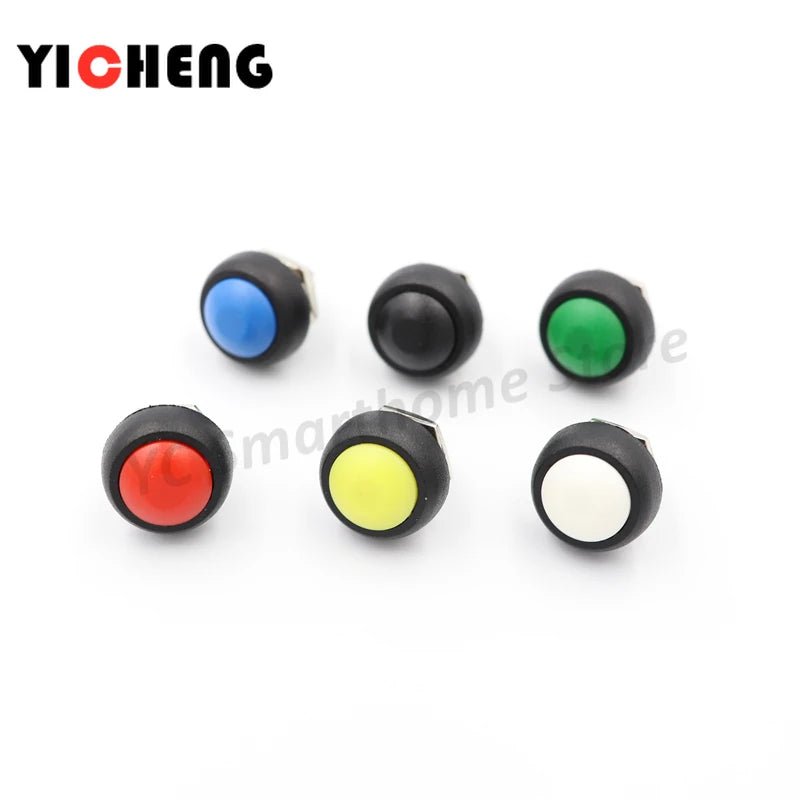 6Pcs PBS - 33B push button switch 12MM small waterproof self - reset switch Round power lock - free reset switch spherical - Avero