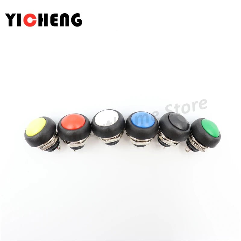 6Pcs PBS - 33B push button switch 12MM small waterproof self - reset switch Round power lock - free reset switch spherical - Avero