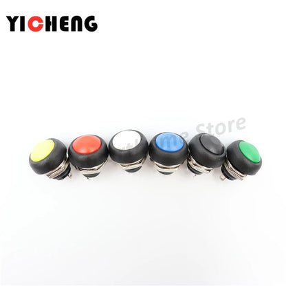 6Pcs PBS - 33B push button switch 12MM small waterproof self - reset switch Round power lock - free reset switch spherical - Avero