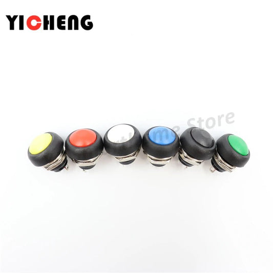 6Pcs PBS - 33B push button switch 12MM small waterproof self - reset switch Round power lock - free reset switch spherical - Avero