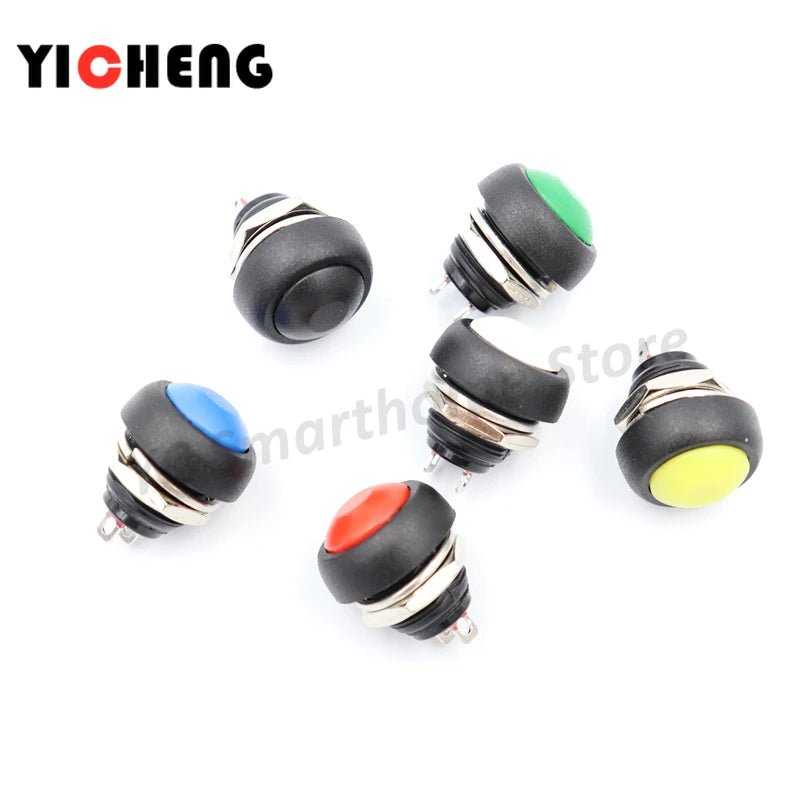 6Pcs PBS - 33B push button switch 12MM small waterproof self - reset switch Round power lock - free reset switch spherical - Avero