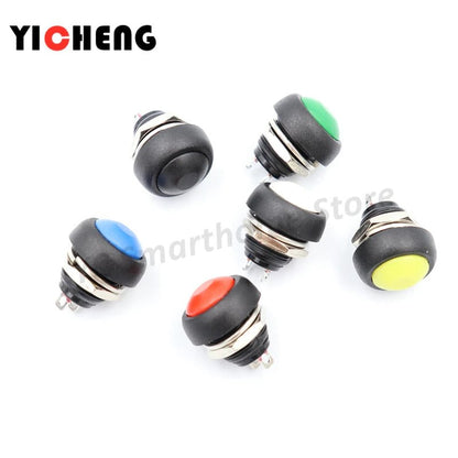 6Pcs PBS - 33B push button switch 12MM small waterproof self - reset switch Round power lock - free reset switch spherical - Avero