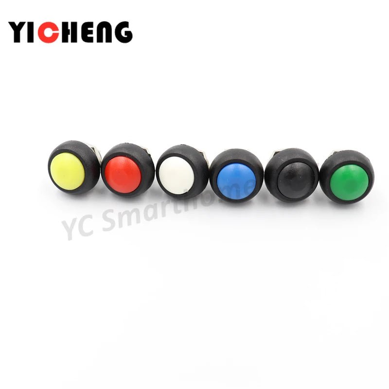 6Pcs PBS - 33B push button switch 12MM small waterproof self - reset switch Round power lock - free reset switch spherical - Avero