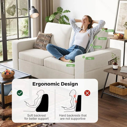 70" Sofa Couch for Living Room, Deep Seat Sofa with USB/Type - C Port, Side Pockets, Removable Cover, Comfy 2 - Seats Loveseat - Avero