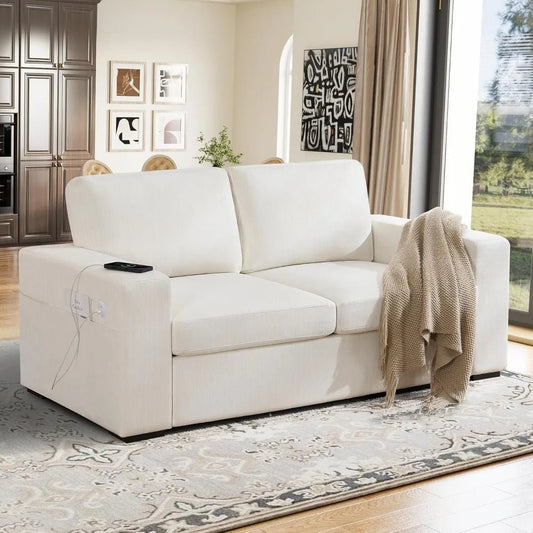 70" Sofa Couch for Living Room, Deep Seat Sofa with USB/Type - C Port, Side Pockets, Removable Cover, Comfy 2 - Seats Loveseat - Avero