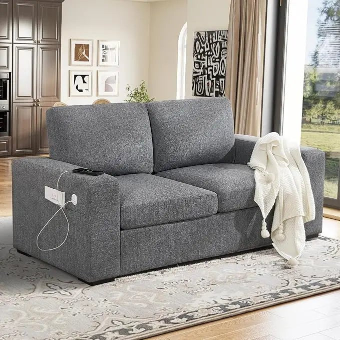 70" Sofa Couch for Living Room, Deep Seat Sofa with USB/Type - C Port, Side Pockets, Removable Cover, Comfy 2 - Seats Loveseat - Avero