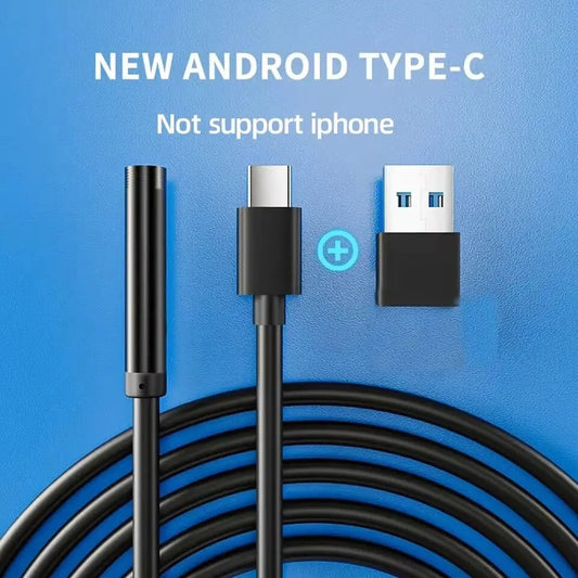7.0MM TYPE - C Endoscope Camera IP67 Waterproof 6 Leds Adjustable USB Android Flexible Inspection Borescope Cameras for Phone PC - Avero