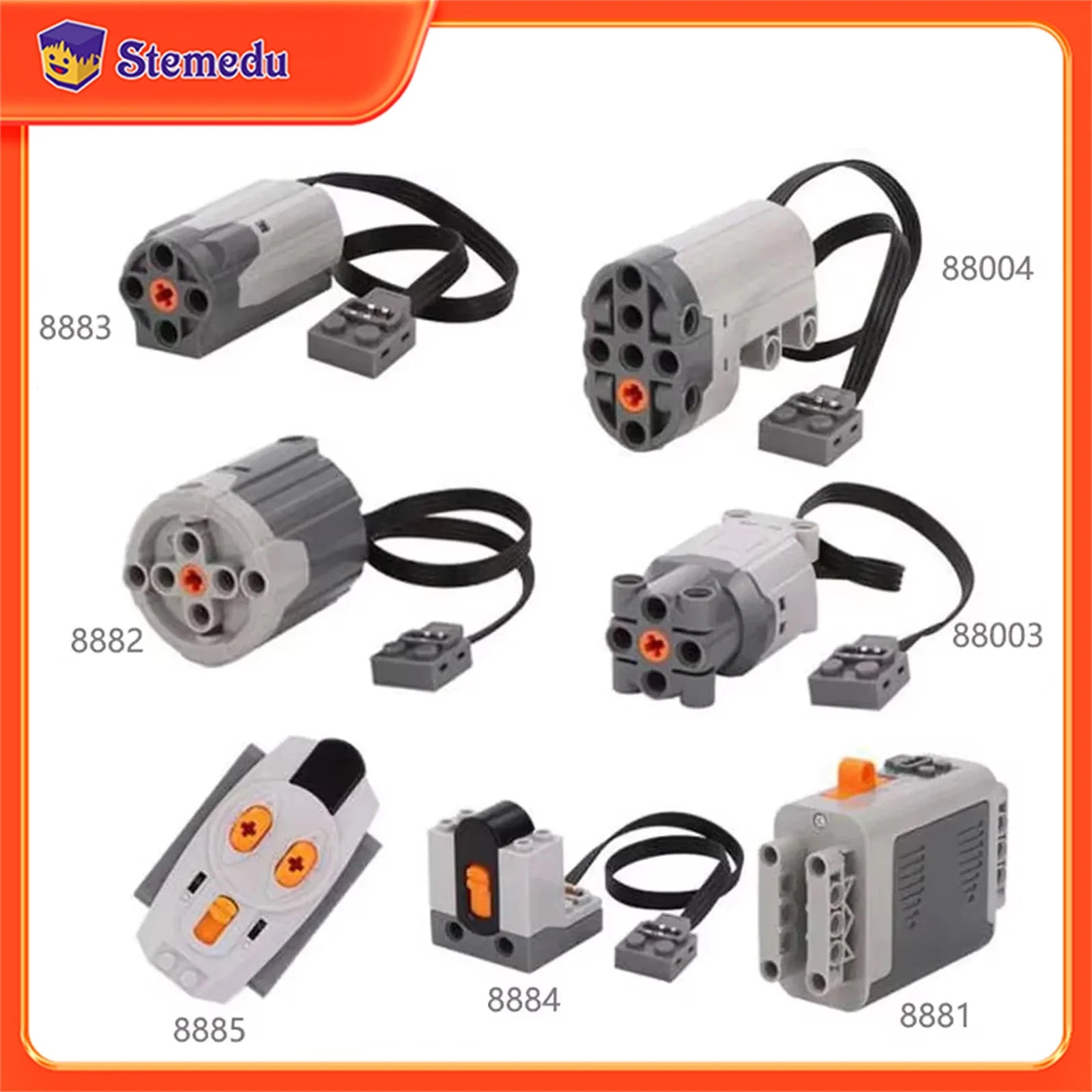 7PCS MOC Technology L M XL Motor Servo Building Blocks Kit with IR Remote Control 8881 AA Battery Box for legoeds PF 8883 88003 - Avero