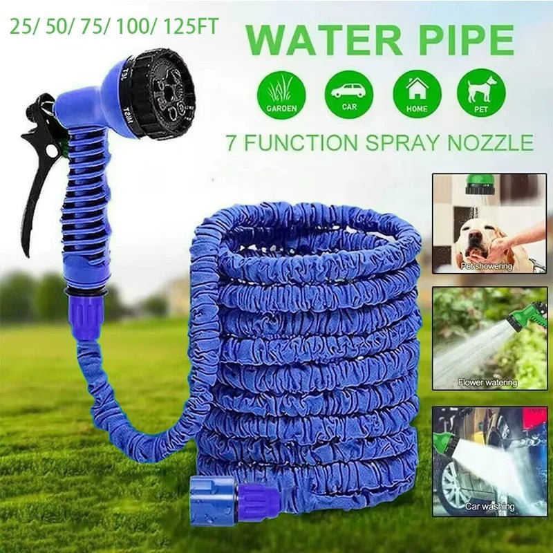 7Water Spraying Functions, Expandable Magic Hose, High - Pressure Car Wash, Water Gun Home Garden Watering Hose pet cat dog shower - Avero