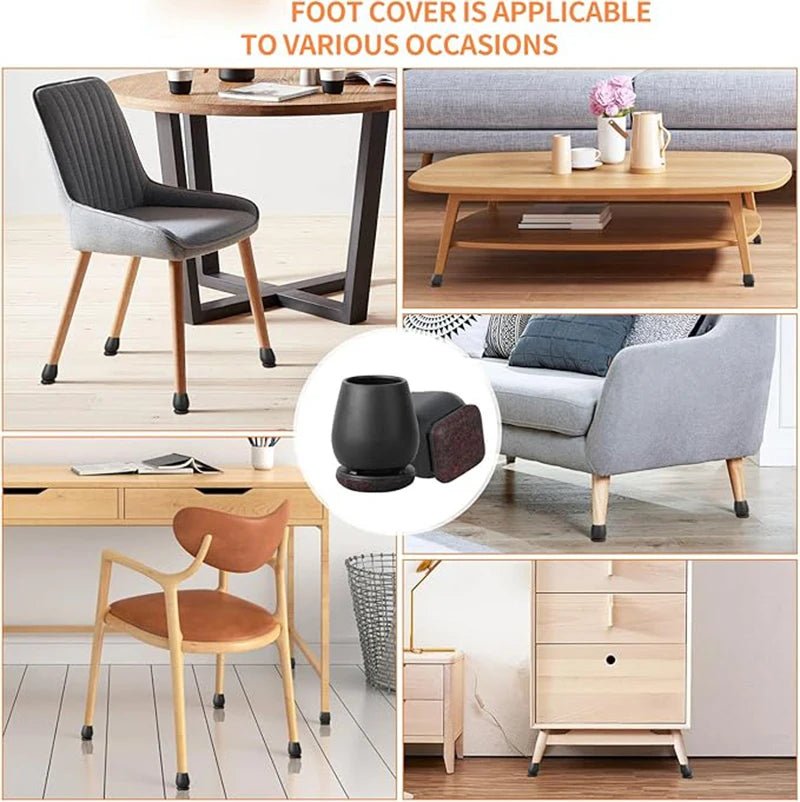 8PCS Chair Leg Floor Protector Foot Cover Diagonal with Thick Wrap Felt Pads Silicone Furniture Table Feet No Scratches for Desk - Avero