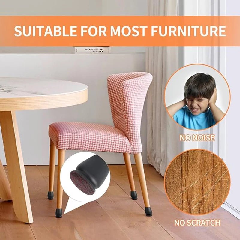 8PCS Chair Leg Floor Protector Foot Cover Diagonal with Thick Wrap Felt Pads Silicone Furniture Table Feet No Scratches for Desk - Avero