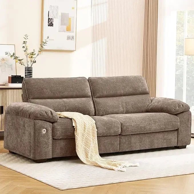 92" Modern Sofa for Living Room, Deep Seat Chenille Couch with Fast Charging Port & Removable Washable Cushions - Avero