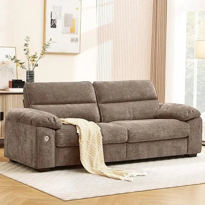 92" Modern Sofa for Living Room, Deep Seat Chenille Couch with Fast Charging Port & Removable Washable Cushions - Avero