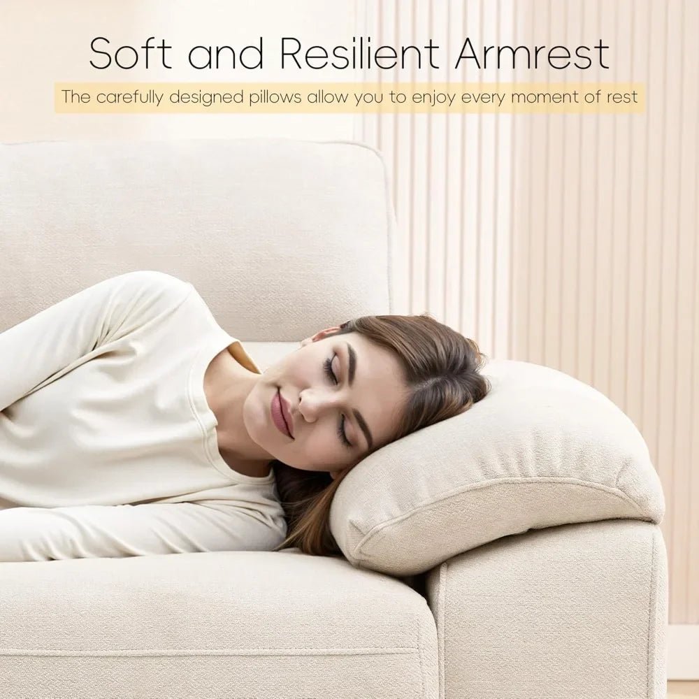 92" Modern Sofa for Living Room, Deep Seat Chenille Couch with Fast Charging Port & Removable Washable Cushions - Avero
