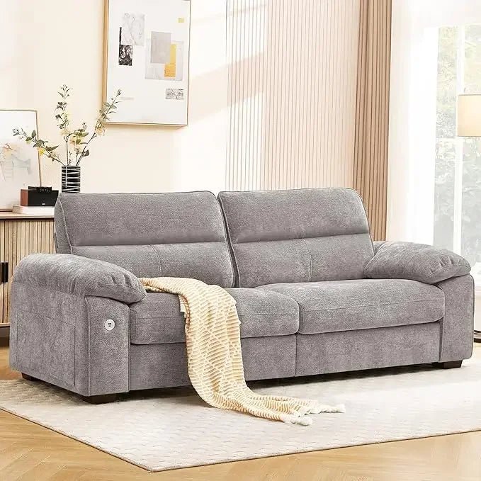 92" Modern Sofa for Living Room, Deep Seat Chenille Couch with Fast Charging Port & Removable Washable Cushions - Avero