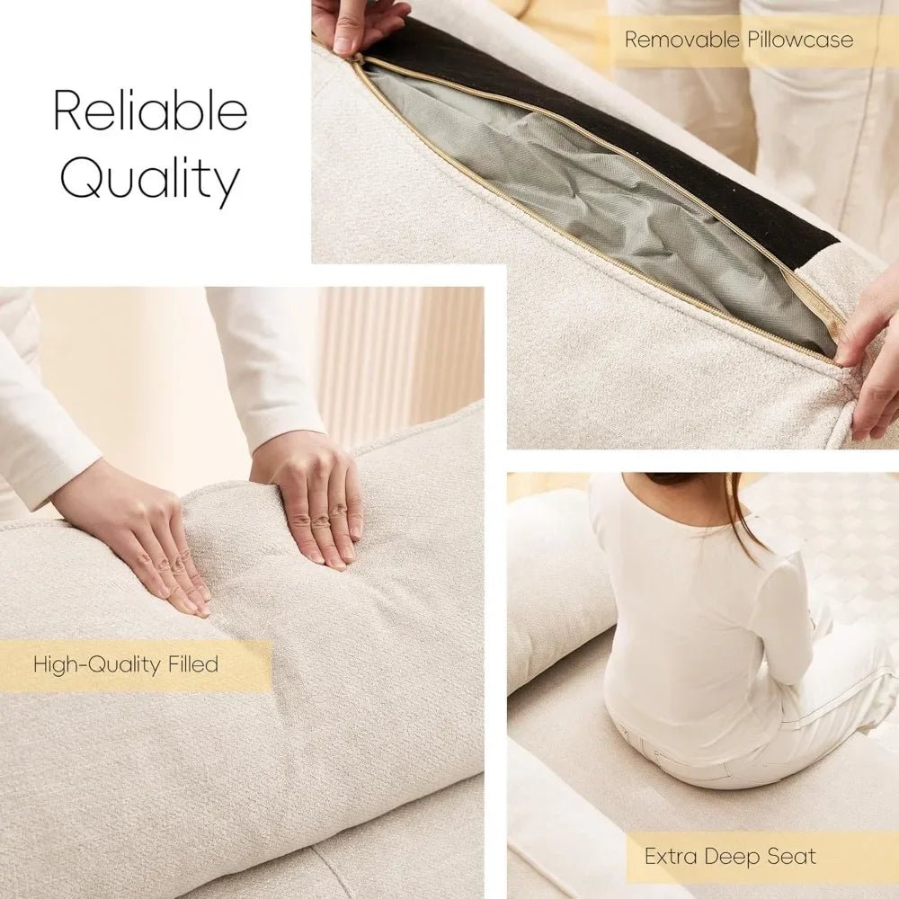 92" Modern Sofa for Living Room, Deep Seat Chenille Couch with Fast Charging Port & Removable Washable Cushions - Avero