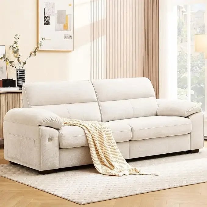 92" Modern Sofa for Living Room, Deep Seat Chenille Couch with Fast Charging Port & Removable Washable Cushions - Avero