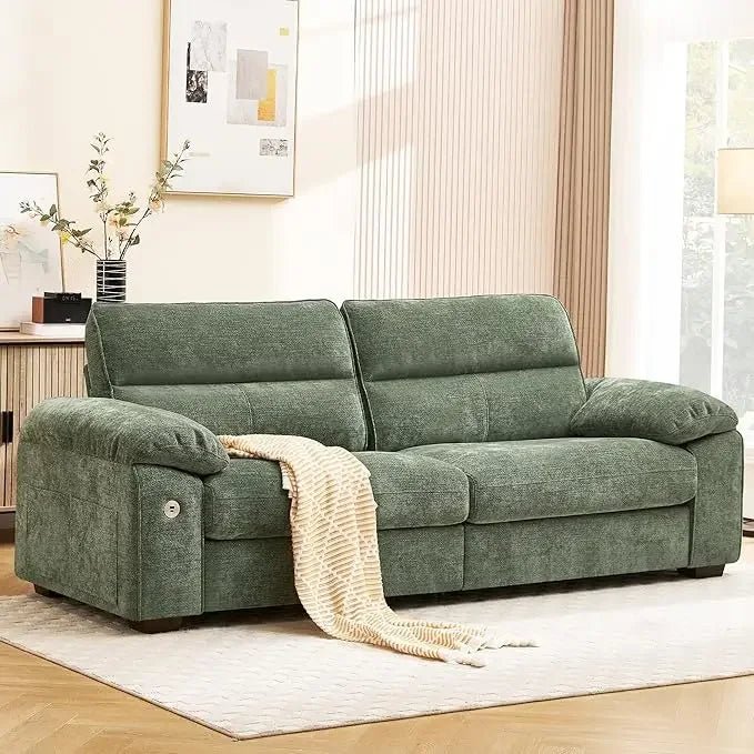 92" Modern Sofa for Living Room, Deep Seat Chenille Couch with Fast Charging Port & Removable Washable Cushions - Avero