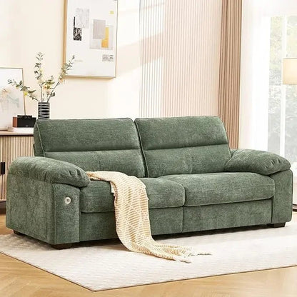 92" Modern Sofa for Living Room, Deep Seat Chenille Couch with Fast Charging Port & Removable Washable Cushions - Avero