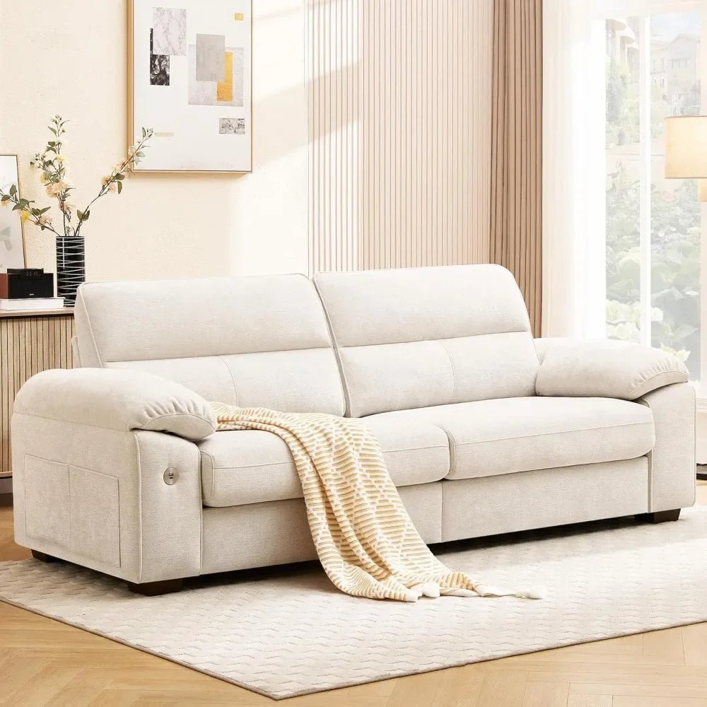 92" Modern Sofa for Living Room, Deep Seat Chenille Couch with Fast Charging Port & Removable Washable Cushions - Avero