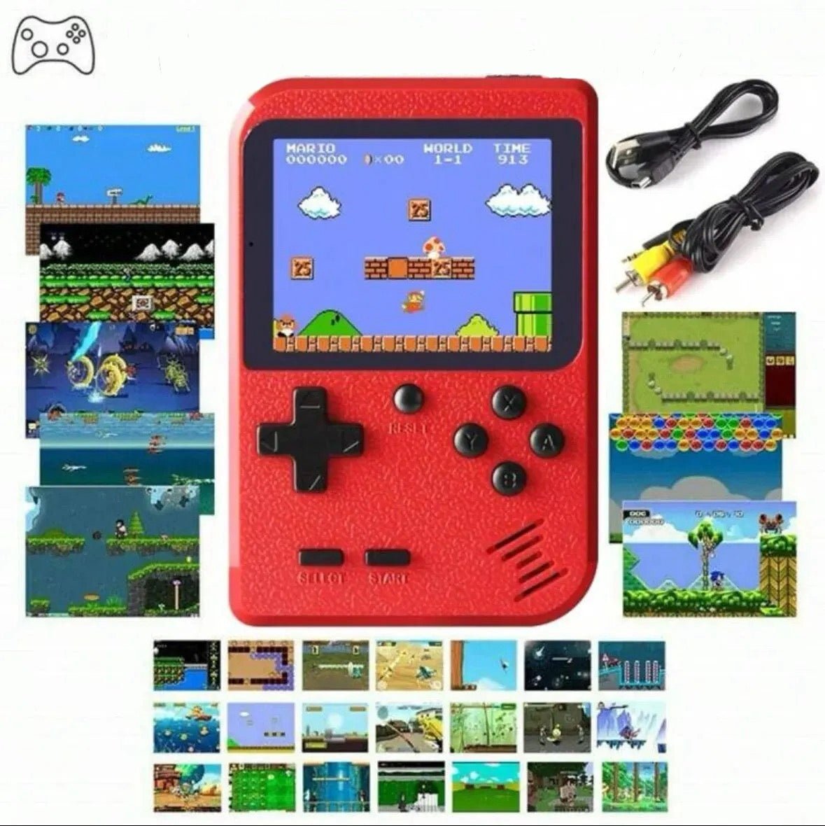 A Red Retro Classic Games Children's Handheld Small Game Console With Hundreds Of Game Charging Can Be Connected To The TV - Avero