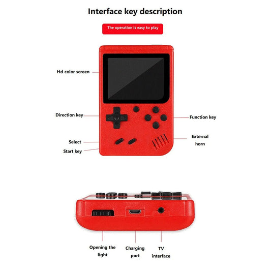 A Red Retro Classic Games Children's Handheld Small Game Console With Hundreds Of Game Charging Can Be Connected To The TV - Avero