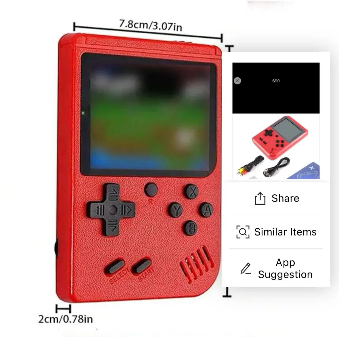 A Red Retro Classic Games Children's Handheld Small Game Console With Hundreds Of Game Charging Can Be Connected To The TV - Avero