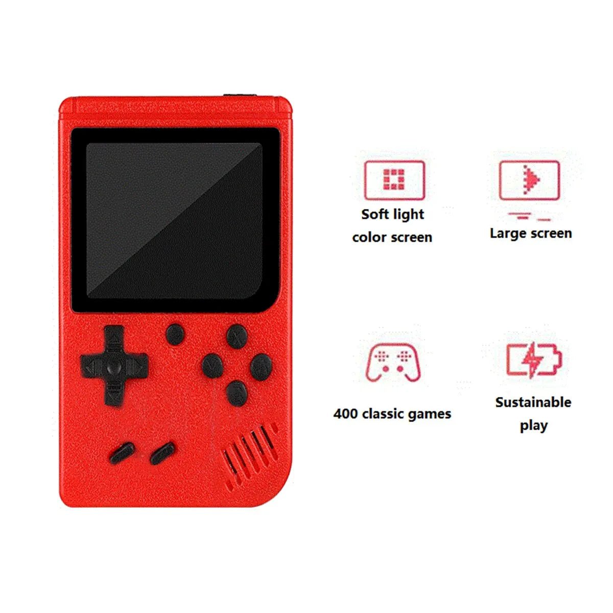A Red Retro Classic Games Children's Handheld Small Game Console With Hundreds Of Game Charging Can Be Connected To The TV - Avero