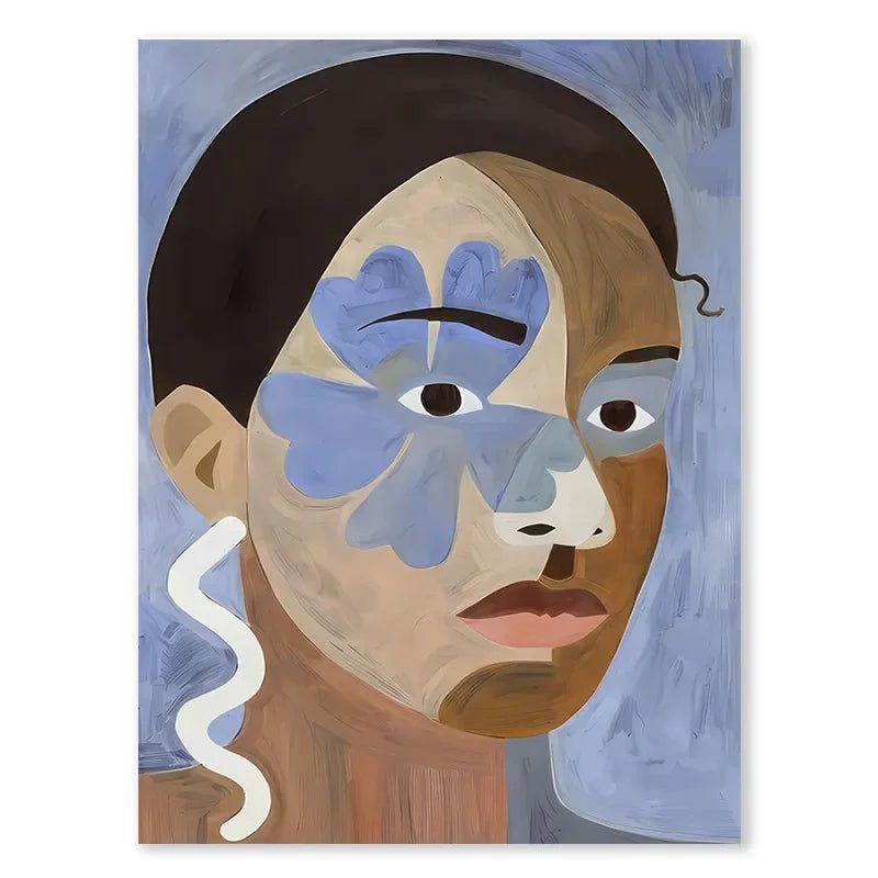 Abstract Line Face, Curve Striped Girl, Vase, Bird Canvas Painting Poster for Home Decor Living Room Wall Art for Bed Room - Avero