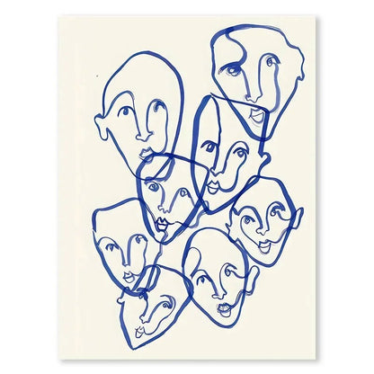 Abstract Line Face, Curve Striped Girl, Vase, Bird Canvas Painting Poster for Home Decor Living Room Wall Art for Bed Room - Avero
