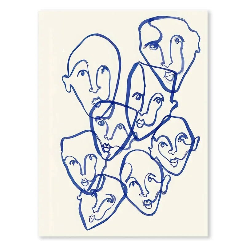 Abstract Line Face, Curve Striped Girl, Vase, Bird Canvas Painting Poster for Home Decor Living Room Wall Art for Bed Room - Avero