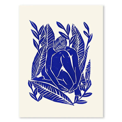 Abstract Line Face, Curve Striped Girl, Vase, Bird Canvas Painting Poster for Home Decor Living Room Wall Art for Bed Room - Avero