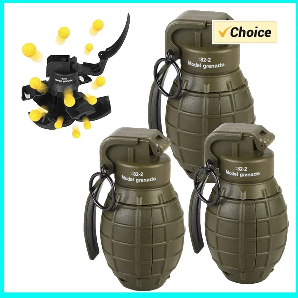 Airsoft Paintball Grenade Toy1/3PCS - Nylon Toy Grenade Toys Model - Anti Fall Refillable Gel Ball Explosion Reusable Grenade - Avero