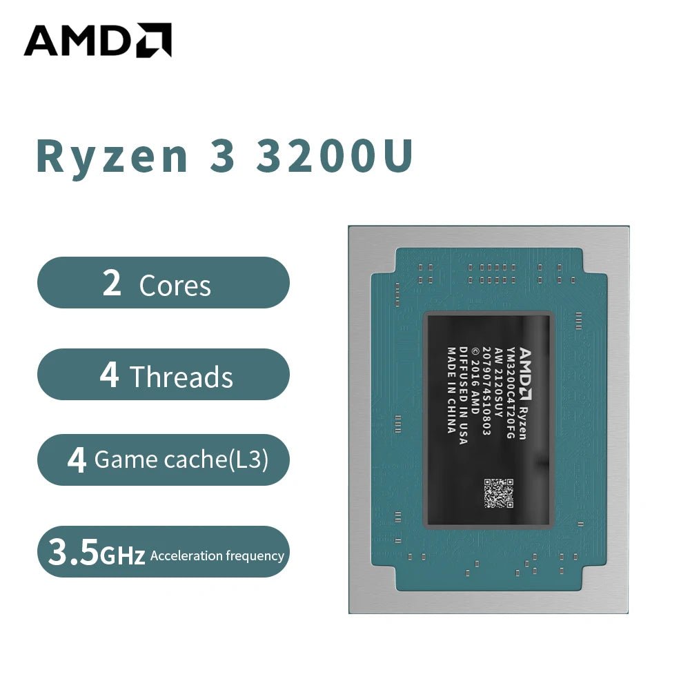 AMD R3 3200U Ryzen 3 3200U Processor 3.5GHz 2 - Core 4 - Thread 4MB Game Cache 14NM TDP 12 - 25W Socket FP5 Gaming CPU YM3200C4T2OFG - Avero