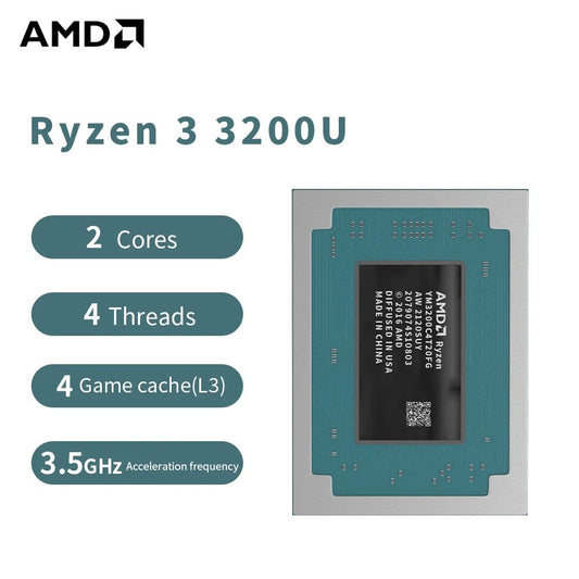 AMD R3 3200U Ryzen 3 3200U Processor 3.5GHz 2 - Core 4 - Thread 4MB Game Cache 14NM TDP 12 - 25W Socket FP5 Gaming CPU YM3200C4T2OFG - Avero