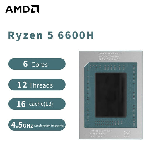 AMD R5 6600H Laptop CPU Ryzen 5 6600H Processor 4.5GHz 6 - Core 12 - Thread 3MB Game Cache 6NM TDP 45W FP7 Gaming CPU 100 - 000000546 - Avero