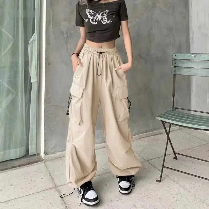 American retro tooling slacks female drape straight beam foot trousers summertime joker loose ins wide - legged pants - Avero