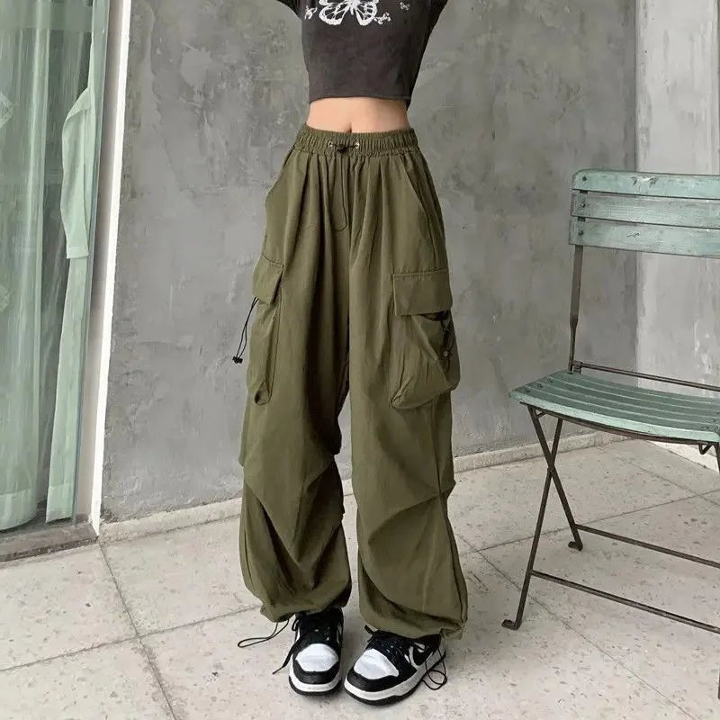American retro tooling slacks female drape straight beam foot trousers summertime joker loose ins wide - legged pants - Avero