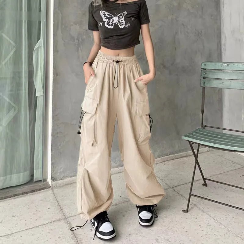 American retro tooling slacks female drape straight beam foot trousers summertime joker loose ins wide - legged pants - Avero