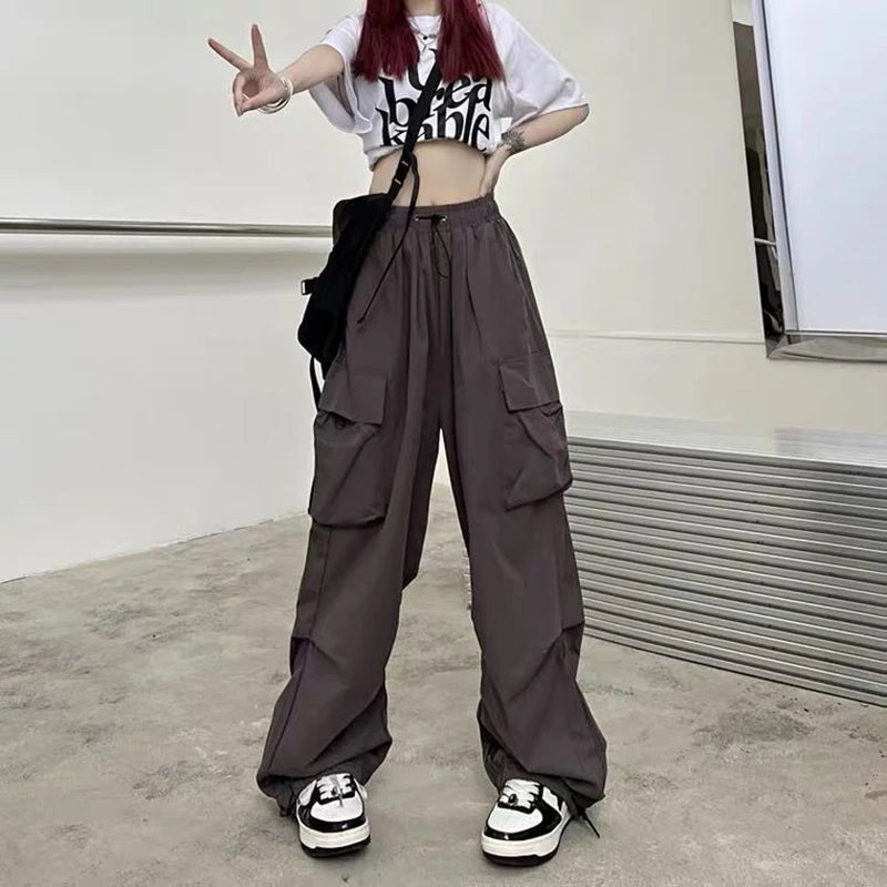 American retro tooling slacks female drape straight beam foot trousers summertime joker loose ins wide - legged pants - Avero