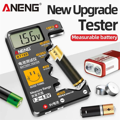 ANENG BT189 Button Cell Battery Tester Power Bank Detectors 9V N D C AA AAA Universal Household LCD Display Battery Tester Tools - Avero