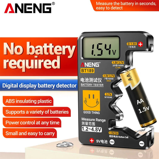 ANENG BT189 Button Cell Battery Tester Power Bank Detectors 9V N D C AA AAA Universal Household LCD Display Battery Tester Tools - Avero
