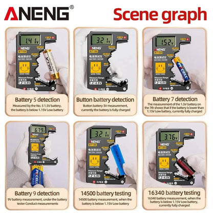 ANENG BT189 Button Cell Battery Tester Power Bank Detectors 9V N D C AA AAA Universal Household LCD Display Battery Tester Tools - Avero